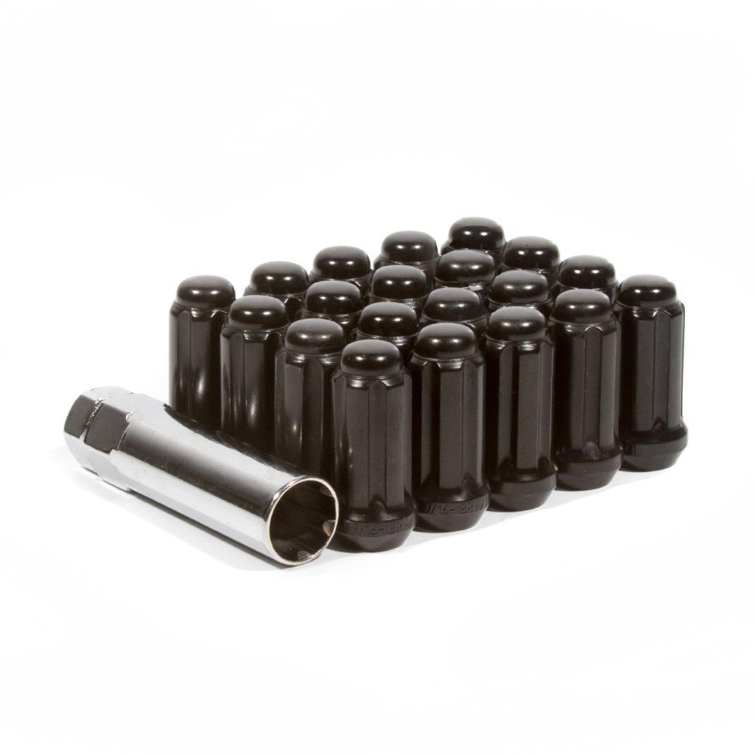 12X1.25 Bulge Acorn Spline Lug Nuts 1.38" 20 Piece Install Kit Black