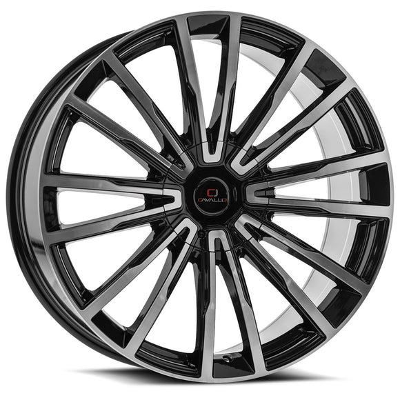 24x9 Cavallo CLV-47 Gloss Black Machined 5x115/120 ET34 wheel/rim