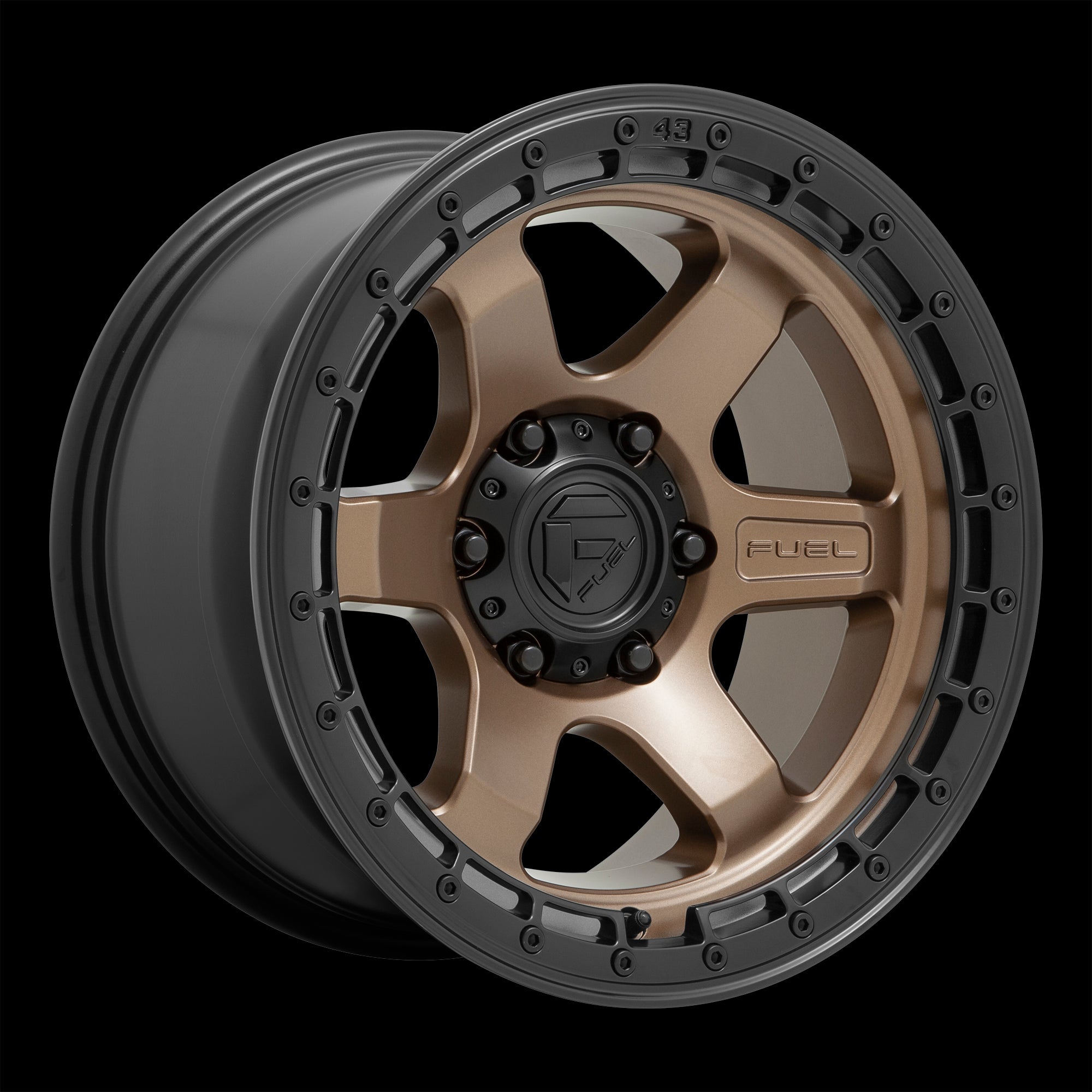 18X9 Fuel D751 BLOCK Matte Bronze With Black Ring 6X114.3 ET20 wheel/rim