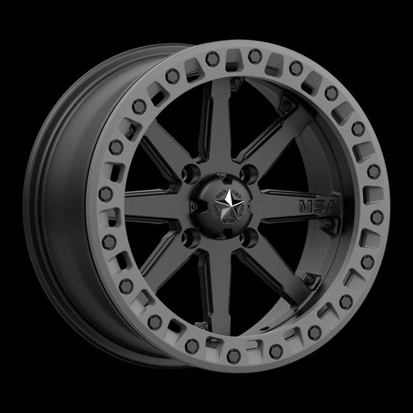15X7 MSA Offroad LOK2 Satin Black w/ Matte Gray Ring Wheel/Rim 4x137 ET0
