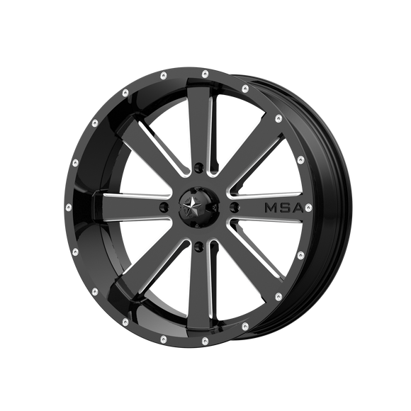 22X7 MSA Offroad Wheels Flash Gloss Black Milled Wheel/Rim 4x137 ET0