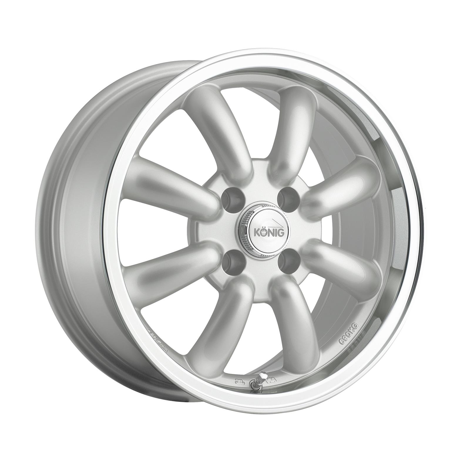 16x7 Konig Rewind Silver/Machined Lip 4x114.3 4x4.5 ET0 Wheel Rim