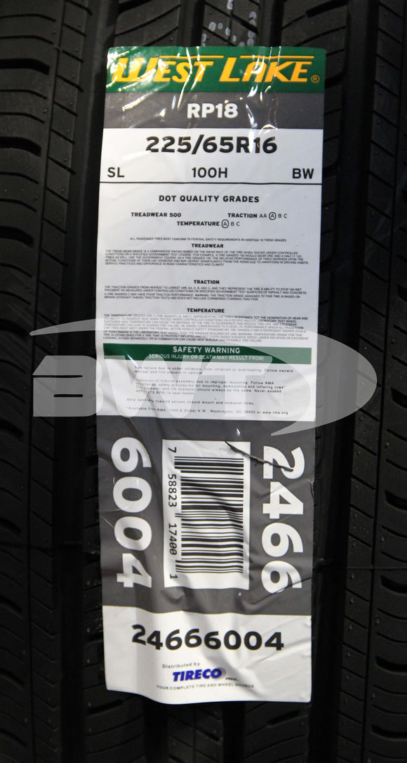 225/65R16 Westlake RP18 100H BSW SL 225 65 16 2256516