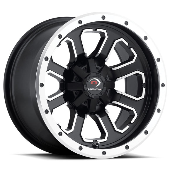 14x7 Vision 548 Commander Matte Black Machined Face 4x136 ET2.5 Wheel Rim