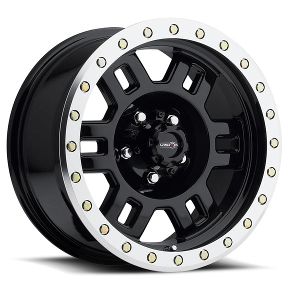 Vision 398 Manx Gloss Black Machined Lip 18X9 5x5.5 (5x139.7) ET0 wheel