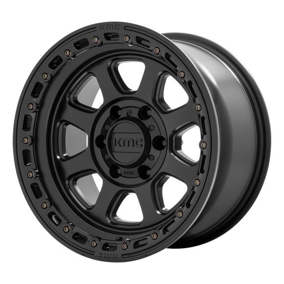 17X9 KMC KM548 CHASE Satin Black With Gloss Black Lip 6X135 ET0 wheel/rim