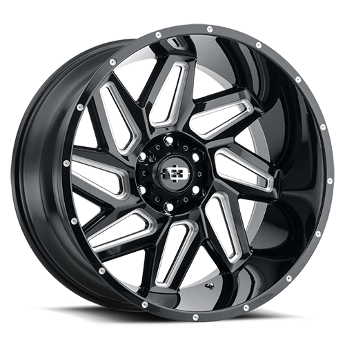 24x12 Vision 361 Spyder Gloss Black Milled Spoke 6x139.7 ET-57 CB106.2