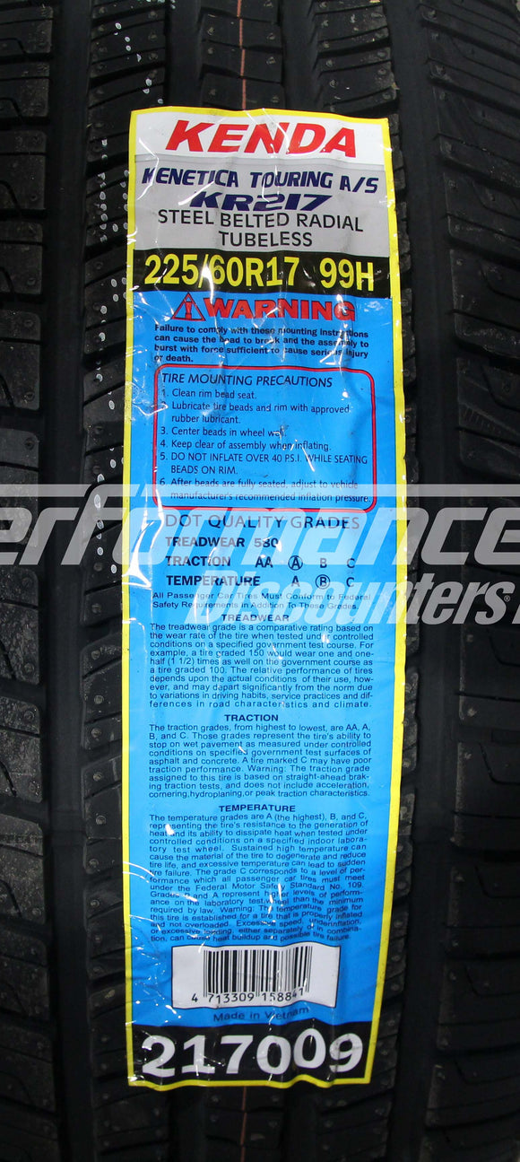 Kenda Kenetica Touring AS KR217 Tire(s) 225/60R17 99H SL 225/60-17 2256017