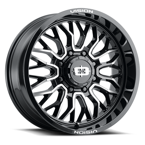 Vision 402 Riot Gloss Black Machined Face 20X10 8x6.5 8x165.1 ET-25 Wh ...