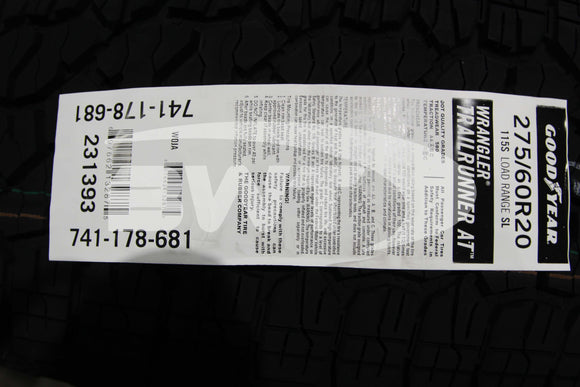 275/60R20 Goodyear Wrangler Trailrunner AT 115S BW SL 275 60 20 2756020