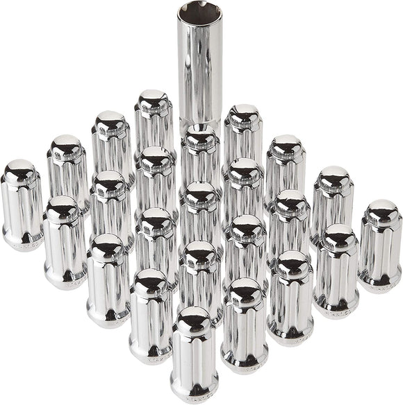 14X1.5 Bulge Acorn Spline Lug Nuts 1.9" 24 Piece Install Kit Chrome