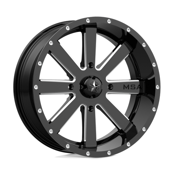 22X7 MSA Offroad Wheels Flash Gloss Black Milled Wheel/Rim 4x137 ET0