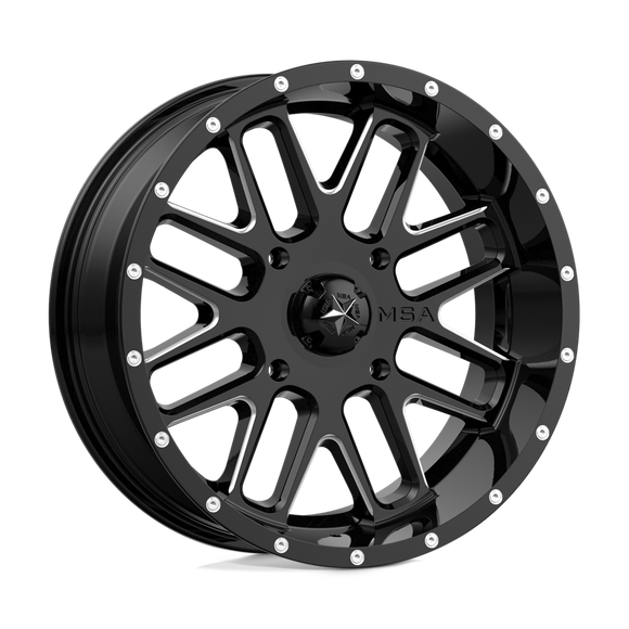 22X7 MSA Offroad Wheels Bandit Gloss Black Milled Wheel/Rim 4x156 ET0