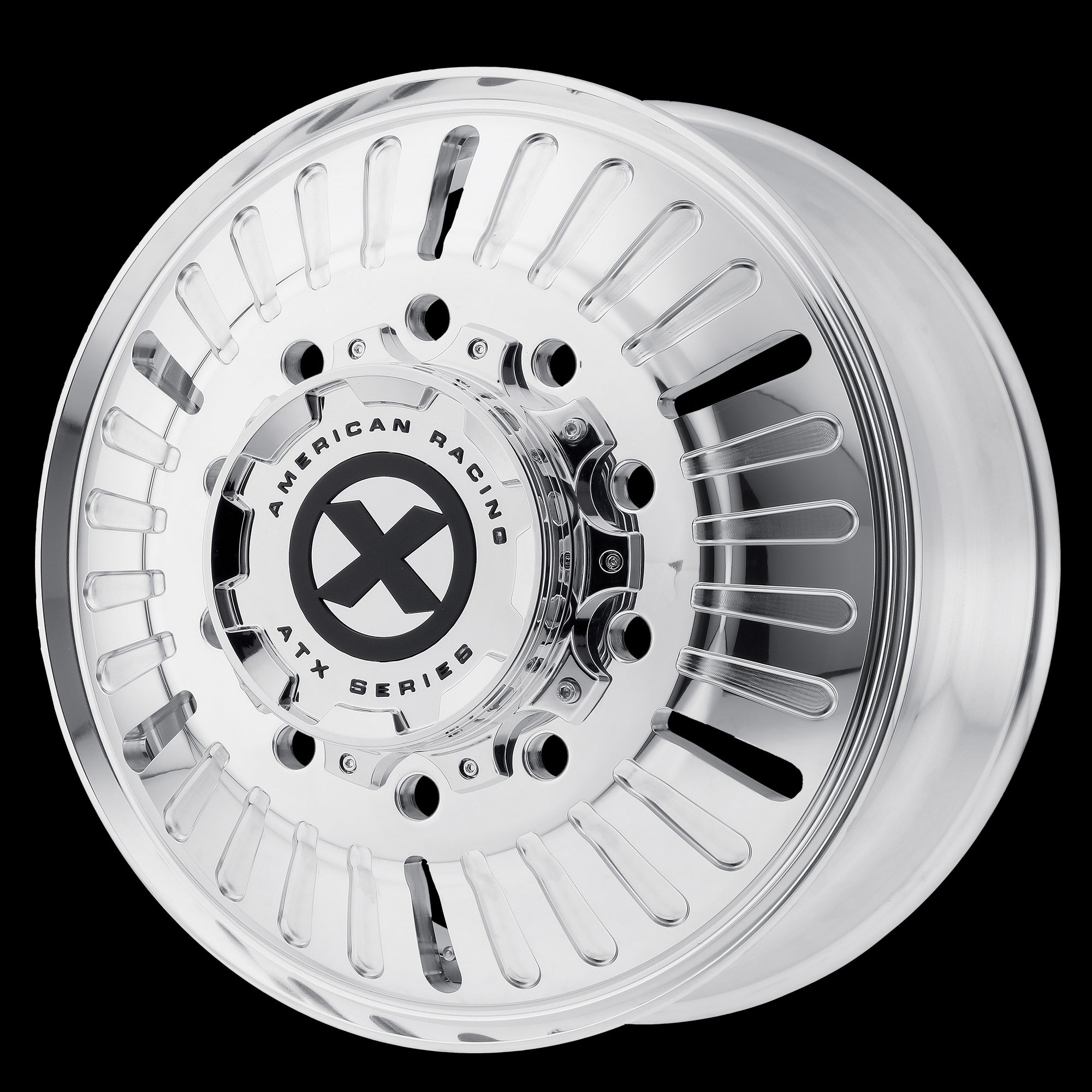 24.5X8.25 American Racing ATX AO403 ROULETTE Polished 10X285.75 ET144 wheel